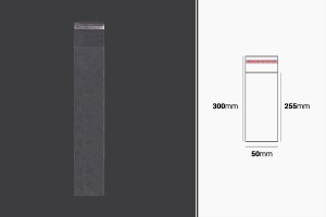 Kendinden yapışkanlı kapaklı şeffaf poşetler 50x300 mm - 1000 adet-1