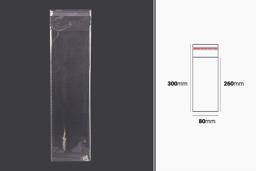 80x300 mm kendinden yapışkanlı şeffaf poşetler - 1000 adet