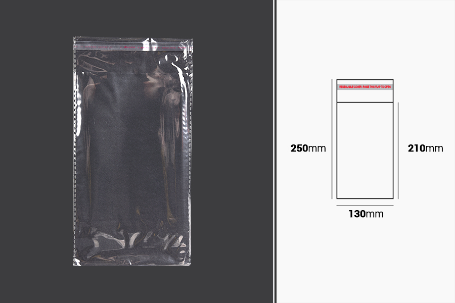 Kendinden yapışkanlı şeffaf poşet 130x250 mm - 1000 adet
