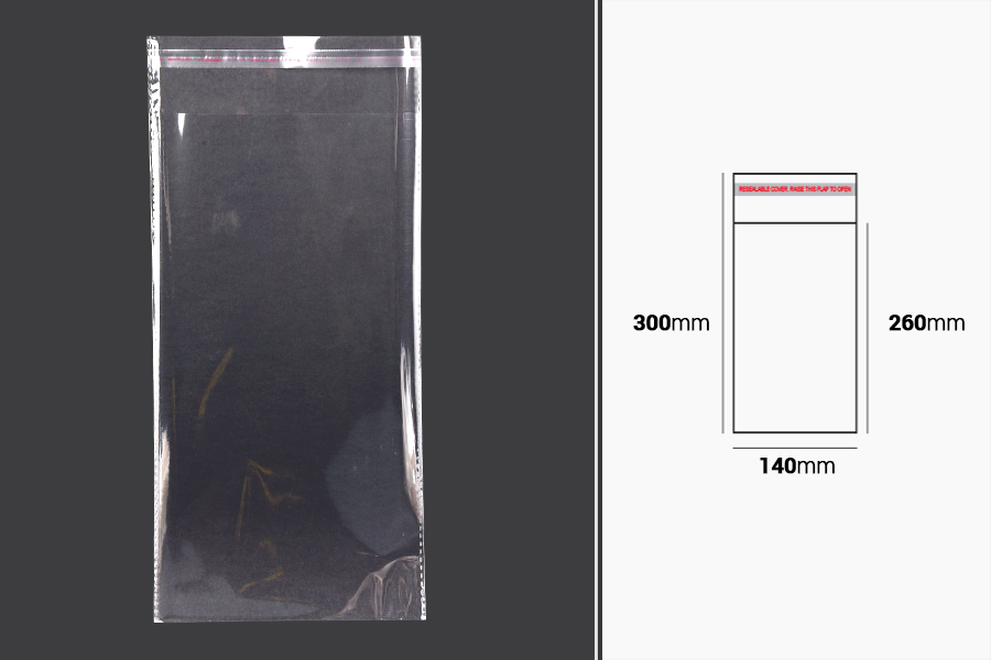 Kendinden yapışkanlı şeffaf poşet 140x300 mm - 1000 adet