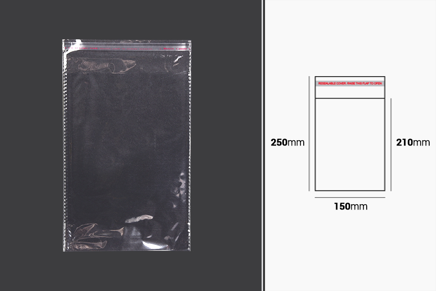 150x250 mm kendinden yapışkanlı şeffaf poşetler - 1000 adet
