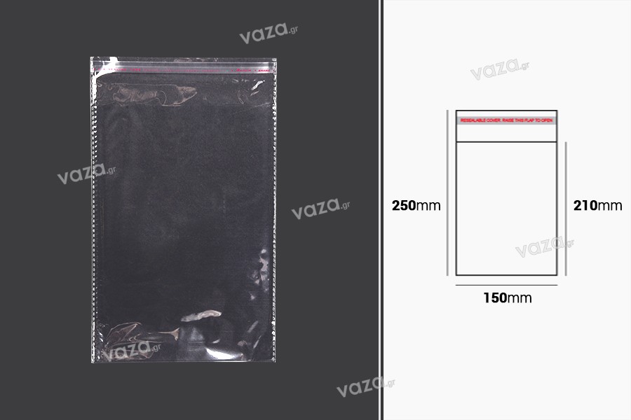 Transparent self-seal adhesive bags in size 150x250 mm - 1000 pcs