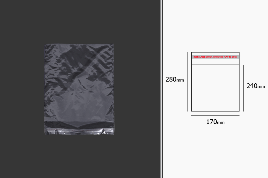 şeffaf yapışkan bağlama ile torbalar 170x280 mm - 1.000 adet