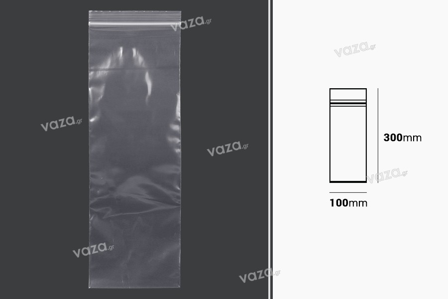 Bustine di plastica con chiusura a zip  100x300 mm trasparenti – 100 pz