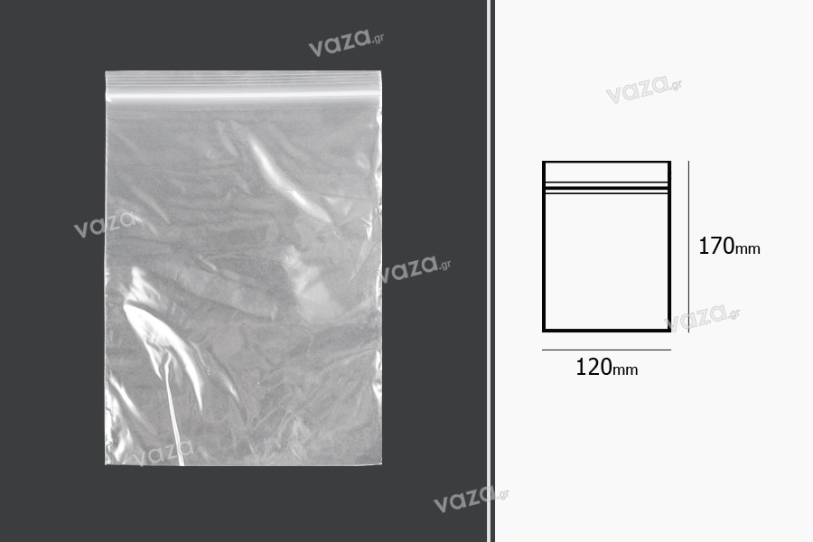 Bustine di plastica con chiusura a zip  120x170 mm trasparenti – 100 pz