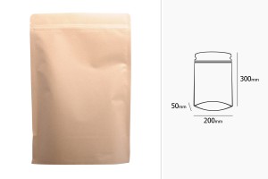Standbodenbeutel aus Kraftpapier mit Druckverschluss,Αlu- Beschichtung, verschließbar durch Schweißgerät 200x50x300mm - 50 Stücke-2