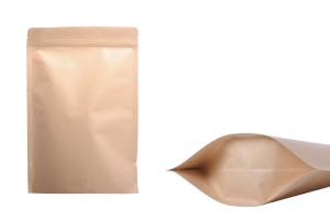 Sachets en papier kraft de type Doypack, avec fermeture zip, revêtement intérieur en aluminium et possibilité de fermeture par thermoscellage 150 x 40 x 240 mm - 50 pcs-εικόνα_προϊοντική