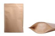 Sacchetti in carta kraft tipo Doy Pack, con chiusura a zip, fodera interna in alluminio e possibilità di sigillare con termosaldatura 180x40x260 mm – 50 pz