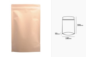 Standbodenbeutel aus Kraftpapier mit Druckverschluss, Alu- Beschichtung, verschließbar durch Schweißgerät 180x50x300mm - 50 Stücke-2