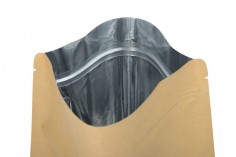 Sachets en papier kraft de type Doypack, avec fermeture zip, revêtement intérieur en aluminium et possibilité de fermeture par thermoscellage 150 x 40 x 240 mm - 50 pcs
