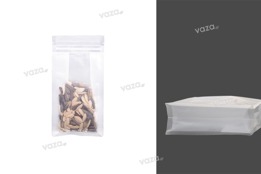 Σακουλάκια τύπου Doy Pack διάφανα με κλείσιμο "zip" και δυνατότητα σφράγισης με θερμοκόλληση 100x55x200 mm - 50 τμχ