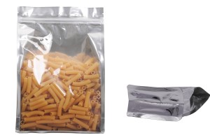 Qese alumini tipi Doy Pack, transparente, me mbyllje “zip” dhe mundësi vulosjeje me mbyllje termike 200 × 80 × 300 mm – 50 copë-bildabmessungen