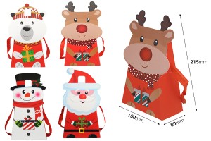 Christmas paper gift bag 150x80x215 mm with ribbon for handle - 12 pcs-2