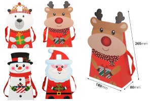 Christmas paper gift bag 180x80x265 mm with ribbon for handle - 12 pcs-2