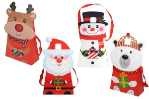 Christmas paper gift bag 180x80x265 mm with ribbon for handle - 12 pcs-1