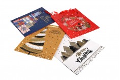 Χριστουγεννιάτικη τσάντα δώρου 260x100x320 mm με κορδέλα για χερούλι (mix color) - 12 τμχ