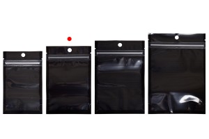 Doy Pack Beutel 90x30x140mm Aluminium mit schwarzer Rückseite, transparenter Vorderseite mit "Reißverschluss" und Möglichkeit zum Heißsiegeln - 100 Stück-εικόνα_σύνθεση