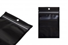 Σακουλάκια τύπου Doy Pack 100x30x150 mm αλουμινίου με μαύρη πίσω πλευρά, διάφανο μπροστά με κλείσιμο "zip" και δυνατότητα σφράγισης με θερμοκόλληση - 100 τμχ