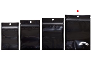 Sachets de type Doypack 120 x 40 x 170 mm en aluminium avec dos noir, fenêtre transparente avec fermeture zip et possibilité de fermeture par thermosoudage - 100 pcs-εικόνα_σύνθεση