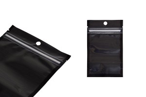 Doy Pack-Taschen 80x30x130mm Aluminium mit schwarzer Rückseite, transparenter Vorderseite mit "Reißverschluss" und Möglichkeit zum Heißsiegeln - 100 Stück-5