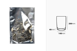 Sachets type Doy Pack 140 x 40 x 200 mm avec dos en aluminium, face transparente et fermeture par thermoscellage - 100 pcs-εικόνα_διαστάσεις