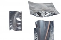 Beutel vom Typ Doy Pack 80x30x130 mm Rückseite aus Aluminium, transparente Vorderseite und Verschluss mit Heißsiegelung - 100 Stk