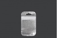 Non-woven zip lock bags with Eurohole, silver back side and transparent front side in size 55x90 mm - 100 pcs