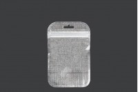 Sachets avec fermeture éclair 85 x 130 mm, dos argenté non tissé, face transparente et eurohole - 100 pcs