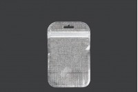 Non-woven zip lock bags with Eurohole, silver back side and transparent front side in size 85x130 mm - 100 pcs