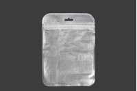 Non-woven zip lock bags with Eurohole, silver back side and transparent front side in size 122x170 mm - 100 pcs