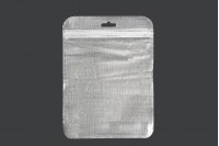 Non-woven zip lock bags with Eurohole, silver back side and transparent front side in size 150x200 mm - 100 pcs