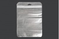 Non-woven zip lock bags with Eurohole, silver back side and transparent front side in size 160x220 mm - 100 pcs
