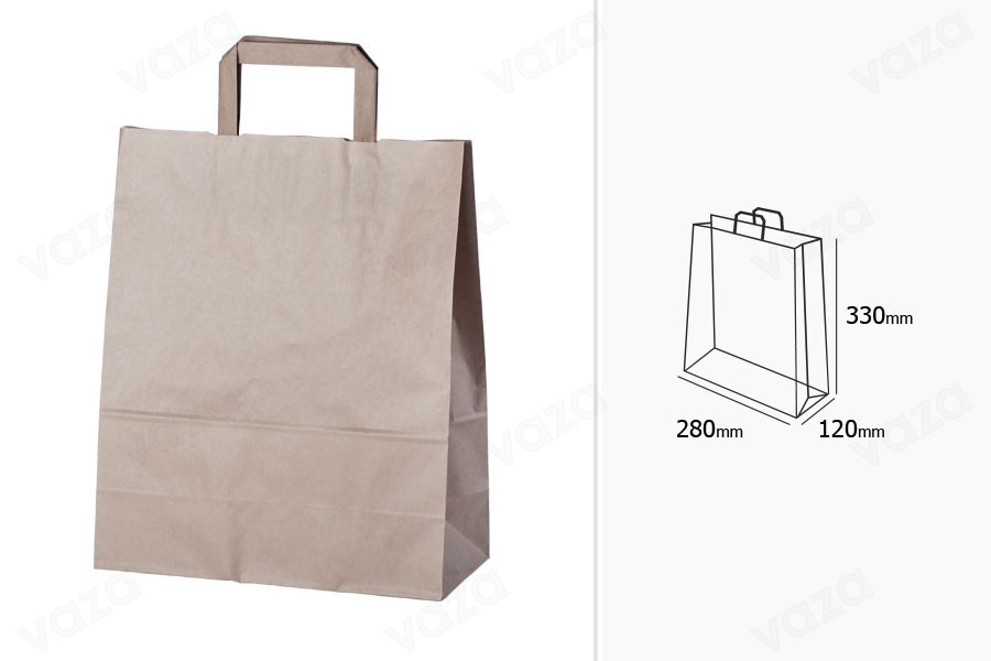 Sac en papier avec poignée en couleur terreuse et aux dimensions 280 x 120 x 330 mm - 25 pcs Sac en papier avec poignée en couleur terreuse et aux dimensions 280 x 120 x 330 mm - 25 pcs-photo_dimensions