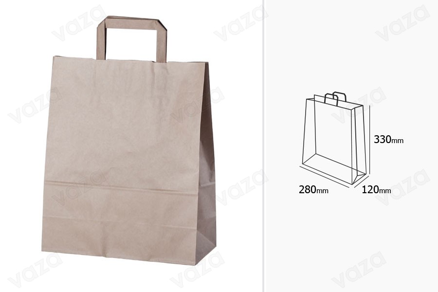 Sac en papier avec poignée en couleur terreuse et aux dimensions 280 x 120 x 330 mm - 25 pcs Sac en papier avec poignée en couleur terreuse et aux dimensions 280 x 120 x 330 mm - 25 pcs-εικόνα_διαστάσεις