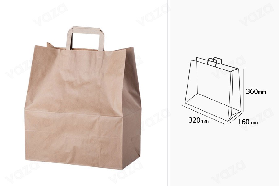 Sac en papier avec poignée en couleur terreuse et aux dimensions 320 x 160 x 360 mm - 25 pcs Sac en papier avec poignée en couleur terreuse et aux dimensions 320 x 160 x 360 mm - 25 pcs-εικόνα_διαστάσεις