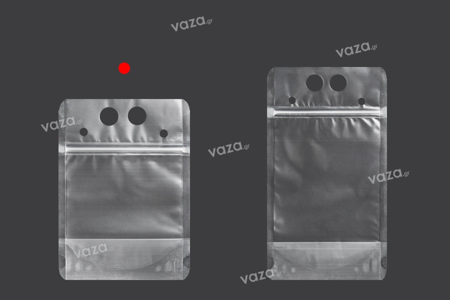 Συσκευασία τύπου Doy Pack 250 ml διάφανη με κλείσιμο zip και τρύπες για καλαμάκι και μεταφορά - 50 τμχ