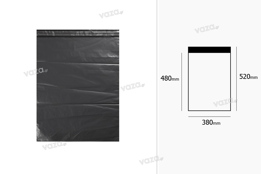Buste impermeabili per trasporto corriere 380x520 mm nere con chiusura adesiva - 100 pz