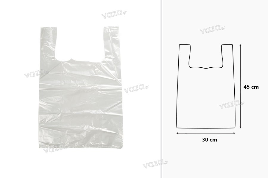 Transparent plastic carry out bag in size 30x45 cm 50 pcs