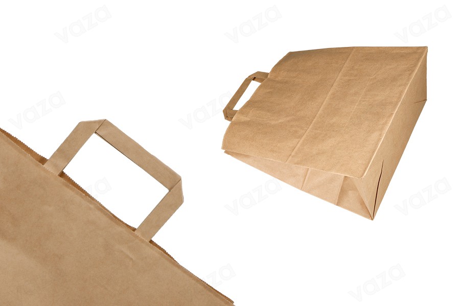 Paper bag with flat handle in earthy color and dimensions 260x140x300 mm Paper bag with flat handle in earthy color and dimensions 260x140x300 mm-