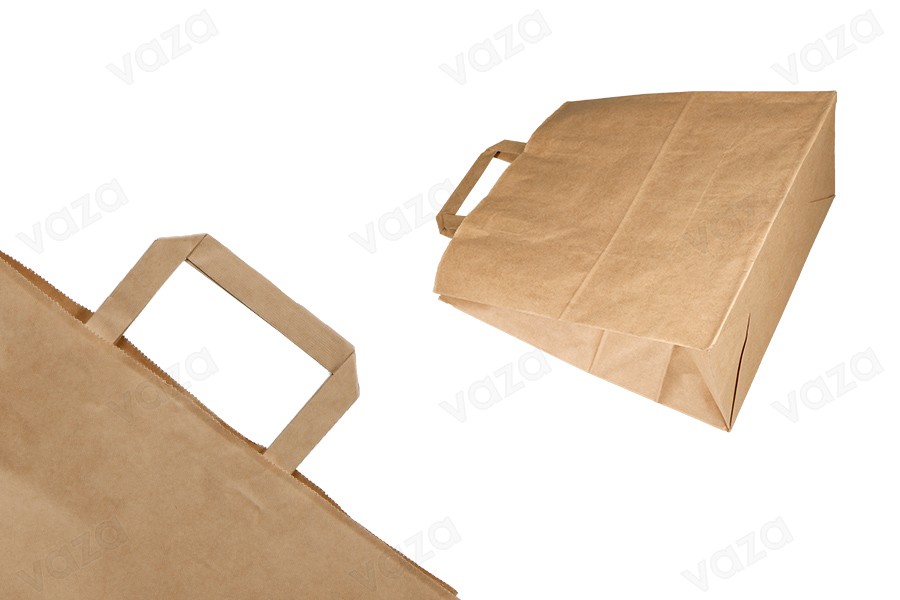 Paper bag with flat handle in earthy color and dimensions 260x140x300 mm-