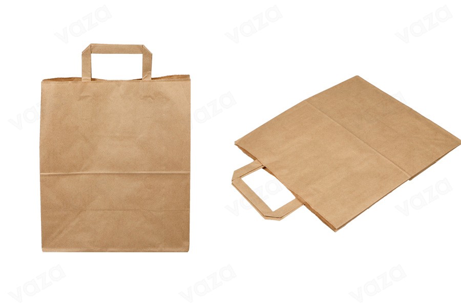 Paper bag with flat handle in earthy color and dimensions 260x140x300 mm Paper bag with flat handle in earthy color and dimensions 260x140x300 mm-εικόνα_προϊοντική