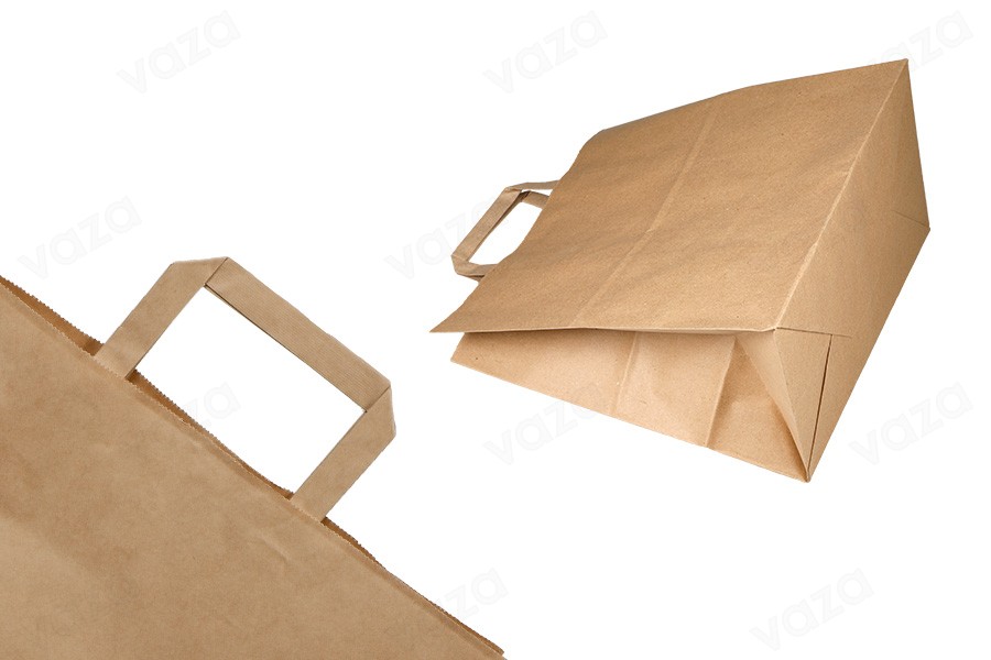 Paper bag with flat handle in earthy color and dimensions 280x170x290 mm Paper bag with flat handle in earthy color and dimensions 280x170x290 mm-