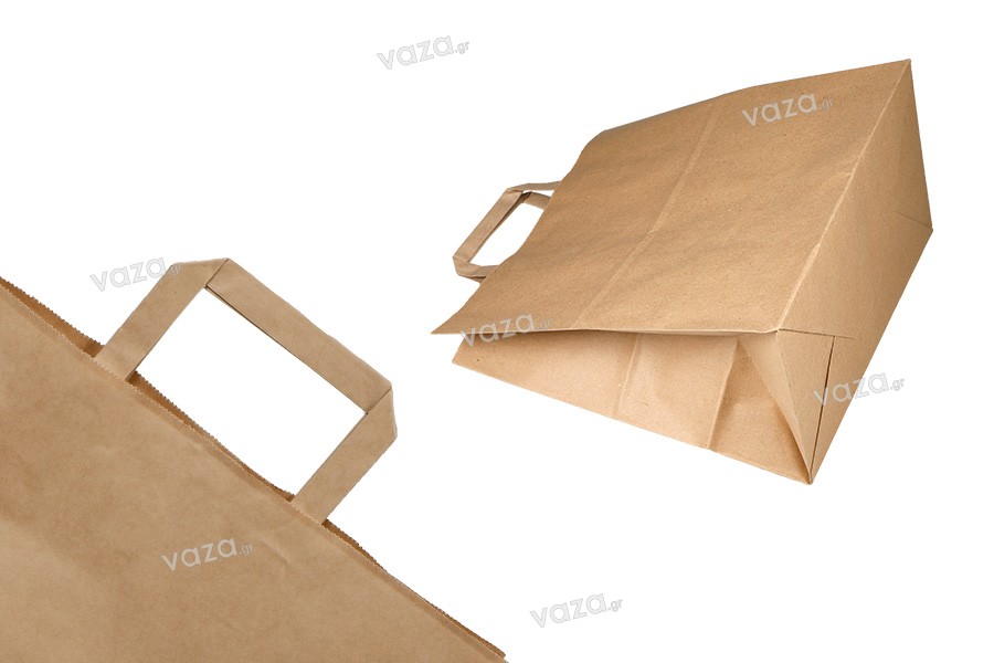 Paper bag with flat handle in earthy color and dimensions 280x170x290 mm