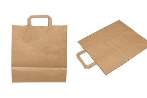 Paper bag with flat handle in earthy color and dimensions 280x170x290 mm-1