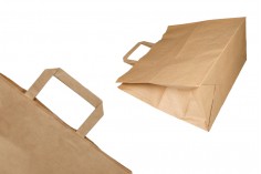 Σακούλα μεταφοράς χάρτινη με πλακέ χερούλι σε γήινο χρώμα και διαστάσεις 320x170x310 mm - 25 τμχ