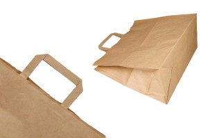 Paper bag with flat handle in earthy color and dimensions 320x170x310 mm-3