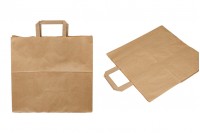 Paper bag with flat handle in earthy color and dimensions 320x170x310 mm