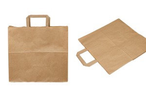 Paper bag with flat handle in earthy color and dimensions 320x170x310 mm-1