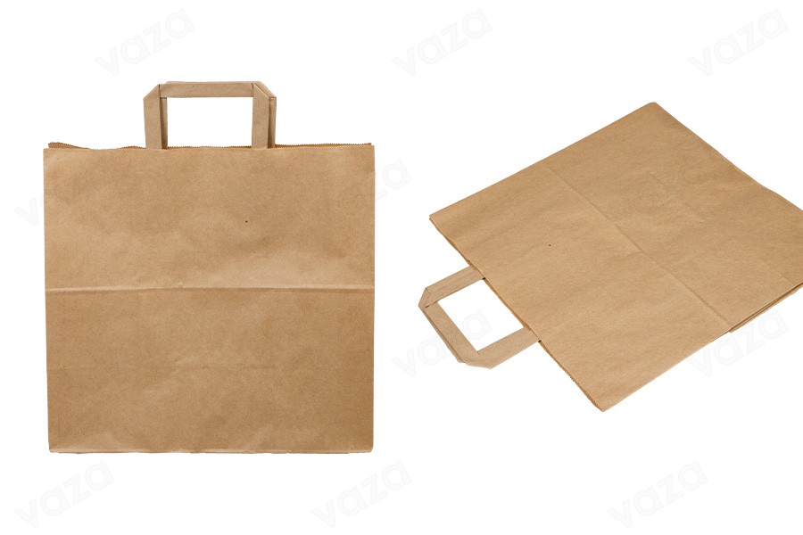 Paper bag with flat handle in earthy color and dimensions 320x170x310 mm Paper bag with flat handle in earthy color and dimensions 320x170x310 mm-photo_produit