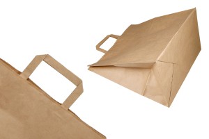 Paper bag with flat handle in earthy color and dimensions 330x200x330 mm-3
